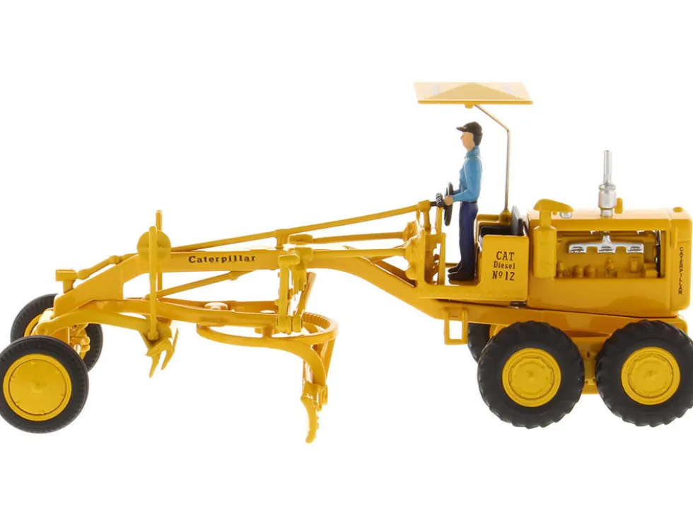 CAT Caterpillar No.12 Motor Grader Yellow with Operator "Vintage Series" 1/50 Diecast Model by Diecast Masters