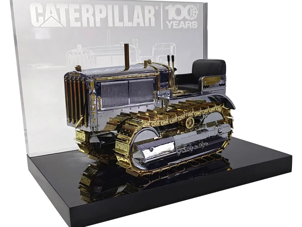 CAT Caterpillar Twenty Tractor "100th Anniversary" Chrome and Gold "Centennial Series" 1/16 Diecast Model by Diecast Masters