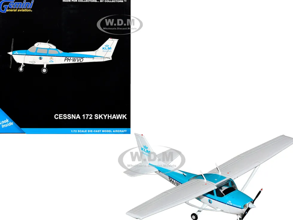 Cessna 172 Skyhawk Aircraft "KLM Aeroclub" (PH-WVO) Light Blue and White "Gemini General Aviation" Series 1/72 Diecast Model Airplane by GeminiJets