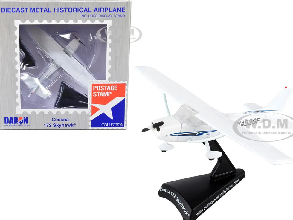 Cessna 172 Skyhawk Light Aircraft N403GF White 1/87 HO Diecast Model Airplane Postage Stamp PS5603-2
