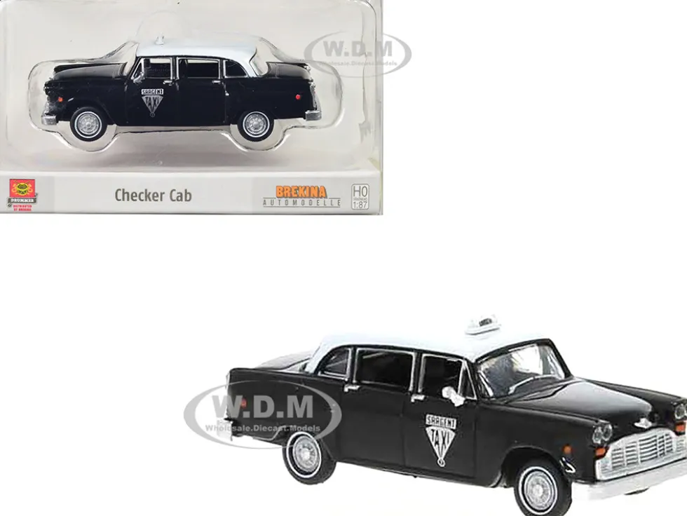 1974 Checker Cab Black and White Winnipeg 1/87 HO Scale Model Car Brekina BRE58933