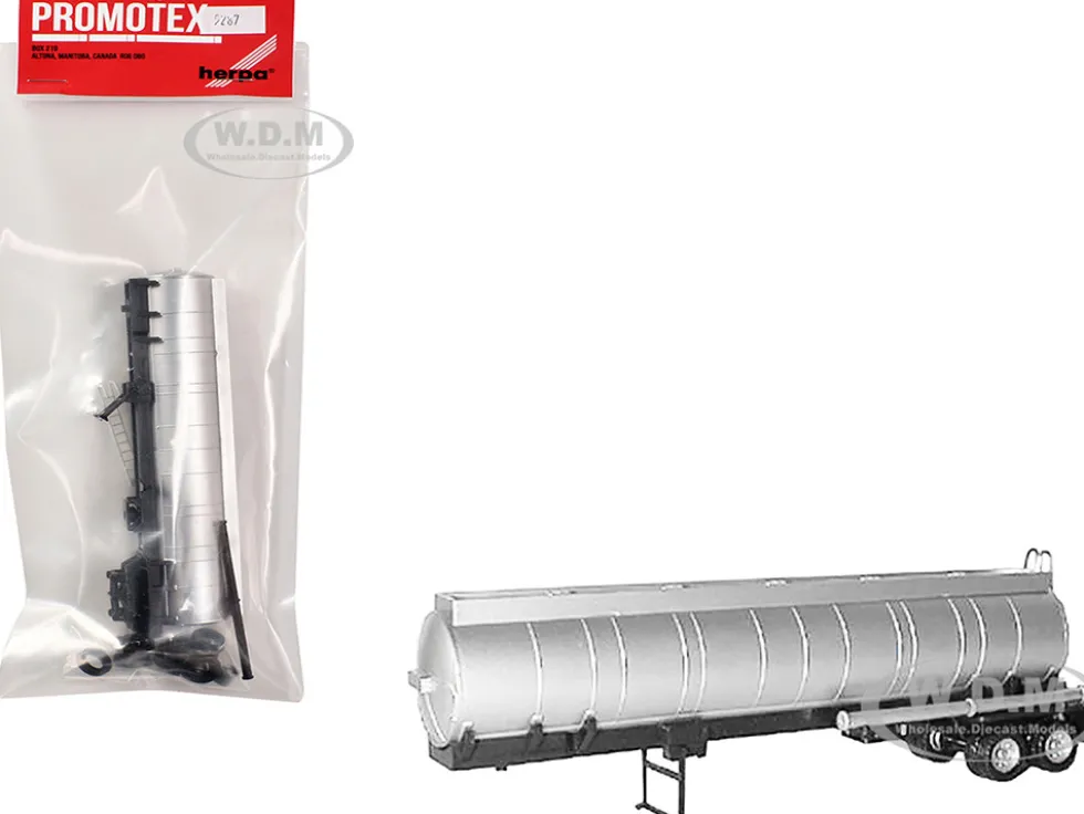 Chemical Tanker Trailer Silver 1/87 (HO) Plastic Model by Promotex
