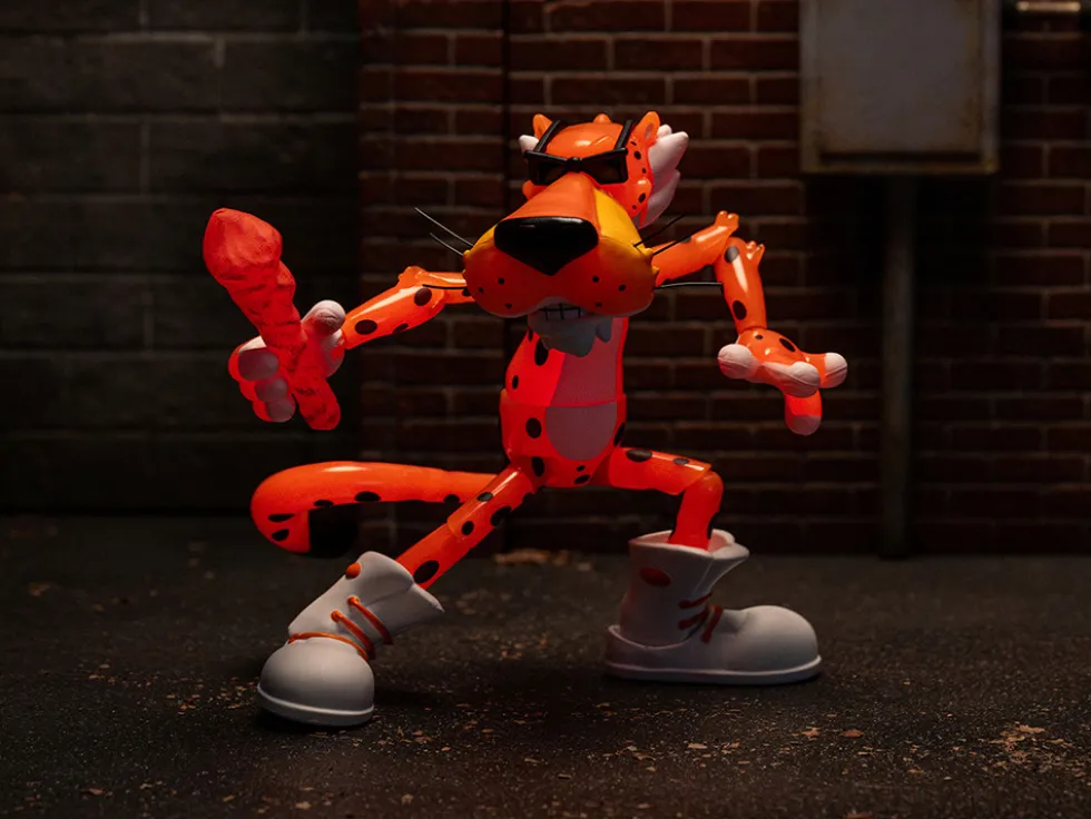 Chester Cheetah 5.5" Glow-in-the-Dark Figure with Accessories and Alternate Head and Hands "Flamin' Hot Cheetos Crunchy" Model by Jada