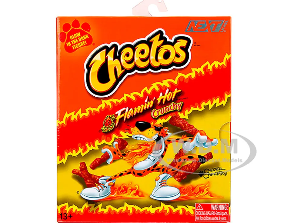 Chester Cheetah 5.5" Glow-in-the-Dark Figure with Accessories and Alternate Head and Hands "Flamin' Hot Cheetos Crunchy" Model by Jada