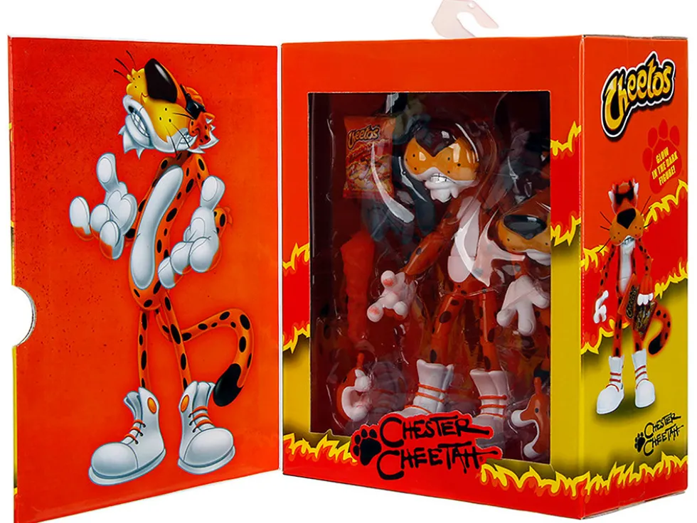 Chester Cheetah 5.5" Glow-in-the-Dark Figure with Accessories and Alternate Head and Hands "Flamin' Hot Cheetos Crunchy" Model by Jada