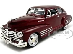 1948 Chevrolet Aerosedan Fleetline Dark Red Metallic 1/24 Diecast Model Car Motormax 73266