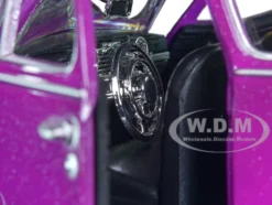 1948 Chevrolet Aerosedan Fleetside Lowrider Purple Metallic Dark Purple Metallic Two-Tone Get Low Series 1/24 Diecast Model Car Motormax 79027