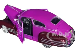 1948 Chevrolet Aerosedan Fleetside Lowrider Purple Metallic Dark Purple Metallic Two-Tone Get Low Series 1/24 Diecast Model Car Motormax 79027