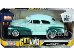 1948 Chevrolet Aerosedan Fleetside Lowrider Pastel Green Green Metallic Two-Tone Get Low Series 1/24 Diecast Model Car Motormax 79027