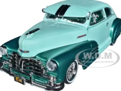 1948 Chevrolet Aerosedan Fleetside Lowrider Pastel Green Green Metallic Two-Tone Get Low Series 1/24 Diecast Model Car Motormax 79027