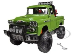 1958 Chevrolet Apache Fleetside Pickup Truck Off Road Green 1/24 Diecast Model Motormax 79135