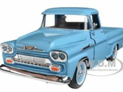 1958 Chevrolet Apache Fleetside Pickup Light Blue 1/24 Diecast Car Model Motormax 79311