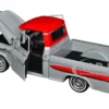 1958 Chevrolet Apache Fleetside Pickup Truck Lowrider Gray with Red Top Get Low Series 1/24 Diecast Model Car Motormax 79033gry