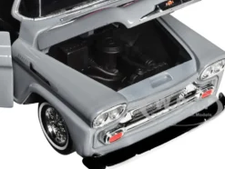 1958 Chevrolet Apache Fleetside Pickup Truck Lowrider Gray with Red Top Get Low Series 1/24 Diecast Model Car Motormax 79033gry