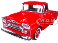 1958 Chevrolet Apache Fleetside Pickup Truck Red 1/24 Diecast Model Car Motormax 79311
