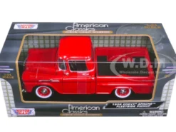1958 Chevrolet Apache Fleetside Pickup Truck Red 1/24 Diecast Model Car Motormax 79311