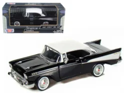1957 Chevrolet Bel Air Black 1/24 Diecast Car Model Motormax 73228