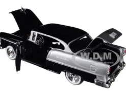 1955 Chevrolet Bel Air Black Silver 1/24 Diecast Model Car Motormax 73229
