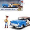 1955 Chevrolet Bel Air Blue with Graphics and Woody Diecast Figure "Toy Story" Franchise "Hollywood Rides" Series 1/24 Diecast Model Car by Jada