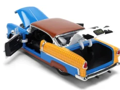 1955 Chevrolet Bel Air Blue with Graphics and Woody Diecast Figure