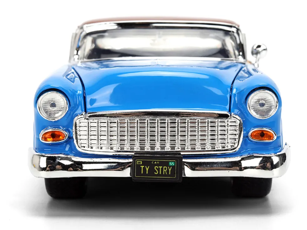 1955 Chevrolet Bel Air Blue with Graphics and Woody Diecast Figure "Toy Story" Franchise "Hollywood Rides" Series 1/24 Diecast Model Car by Jada