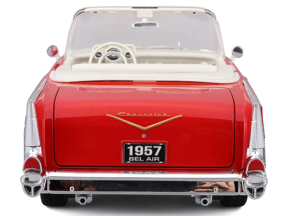 1957 Chevrolet Bel Air Convertible Red with White Interior "Special Edition" Series 1/18 Diecast Model Car by Maisto
