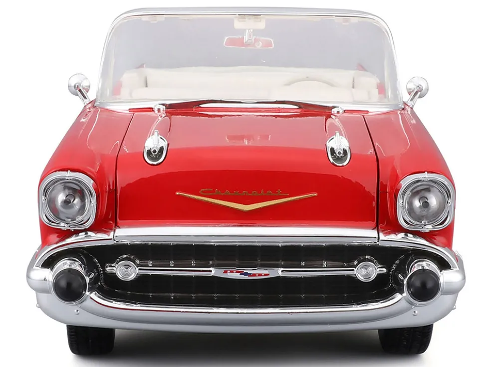 1957 Chevrolet Bel Air Convertible Red with White Interior "Special Edition" Series 1/18 Diecast Model Car by Maisto