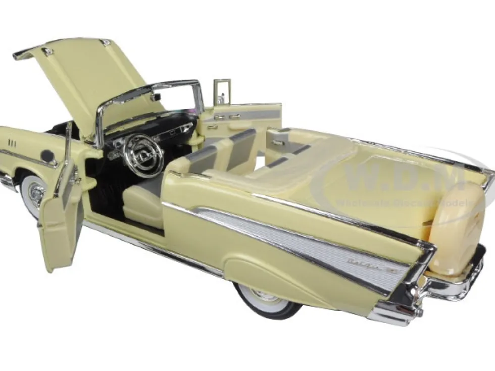1957 Chevrolet Bel Air Convertible Cream 1/18 Diecast Model Car Road Signature 92108