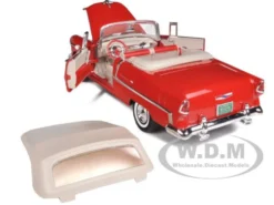 1955 Chevrolet Bel Air Convertible Soft Top Red 1/18 Diecast Car Model Motormax 73184