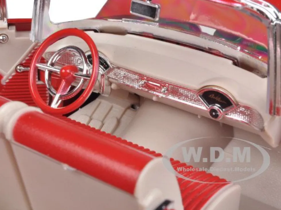 1955 Chevrolet Bel Air Convertible Soft Top Red 1/18 Diecast Car Model Motormax 73184