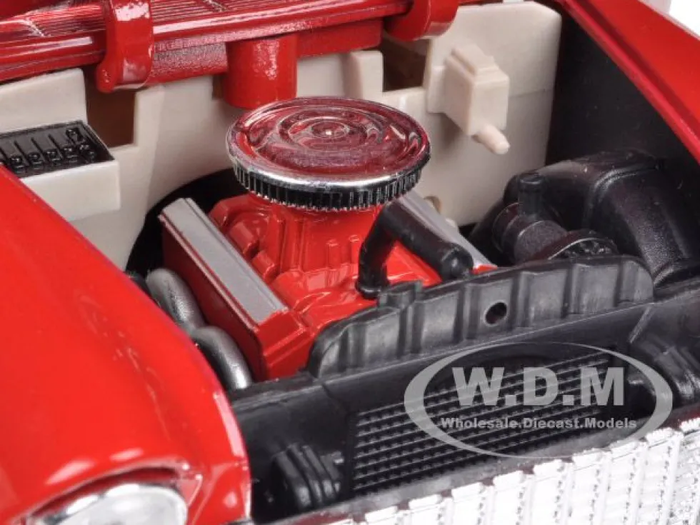 1955 Chevrolet Bel Air Convertible Soft Top Red 1/18 Diecast Car Model Motormax 73184