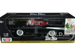 1957 Chevrolet Bel Air Convertible Black James Bond 007 Dr. No 1962 Movie 1/18 Diecast Model Car Motormax 79831