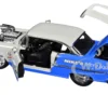 1955 Chevrolet Bel Air "Ghost Gas - Mike's Speed Equip" Light Gray and Blue "Bigtime Muscle" Series 1/24 Diecast Model Car by Jada
