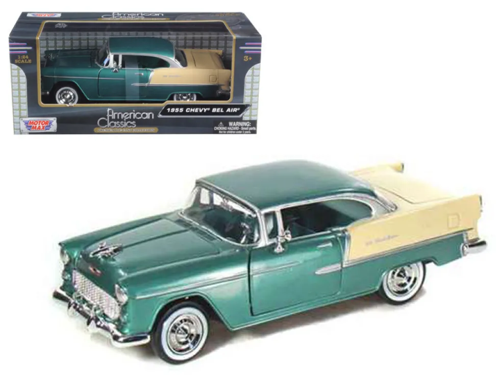 1955 Chevrolet Bel Air Green 1/24 Diecast Model Car Motormax 73229
