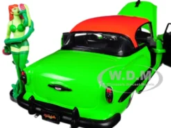 1953 Chevrolet Bel Air Green Red Top Poison Ivy Diecast Figure DC Comics Bombshells Series 1/24 Diecast Model Car Jada 30455