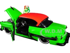 1953 Chevrolet Bel Air Green Red Top Poison Ivy Diecast Figure DC Comics Bombshells Series 1/24 Diecast Model Car Jada 30455