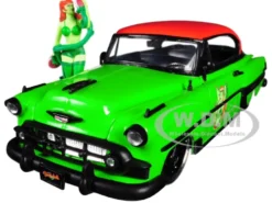 1953 Chevrolet Bel Air Green Red Top Poison Ivy Diecast Figure DC Comics Bombshells Series 1/24 Diecast Model Car Jada 30455