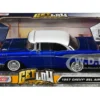 1957 Chevrolet Bel Air Lowrider Candy Blue with White Top Get Low Series 1/24 Diecast Model Car Motormax 79030bl