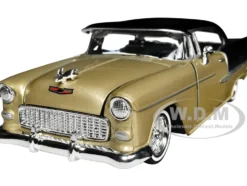 1955 Chevrolet Bel Air Lowrider Hard Top Beige Metallic and Black Get Low Series 1/24 Diecast Car Model Motormax 79031BE