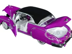 1950 Chevrolet Bel Air Lowrider Purple Metallic Black Top White Interior Get Low Series 1/24 Diecast Model Car Motormax 79026