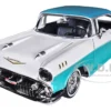 1957 Chevrolet Bel Air Lowrider Turquoise Metallic White Get Low Series 1/24 Diecast Model Car Motormax 79029