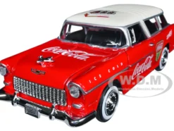 1955 Chevrolet Bel Air Nomad Red White Top Coca-Cola 1/24 Diecast Model Car Motor City Classics 424057