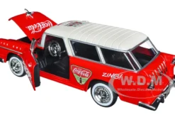 1955 Chevrolet Bel Air Nomad Red White Top Coca-Cola 1/24 Diecast Model Car Motor City Classics 424057