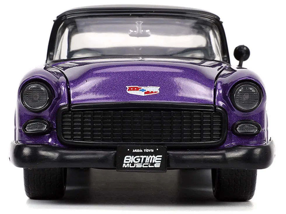 1955 Chevrolet Bel Air #24 Purple Metallic and Matt Black "Bigtime Muscle" Series 1/24 Diecast Model Car by Jada