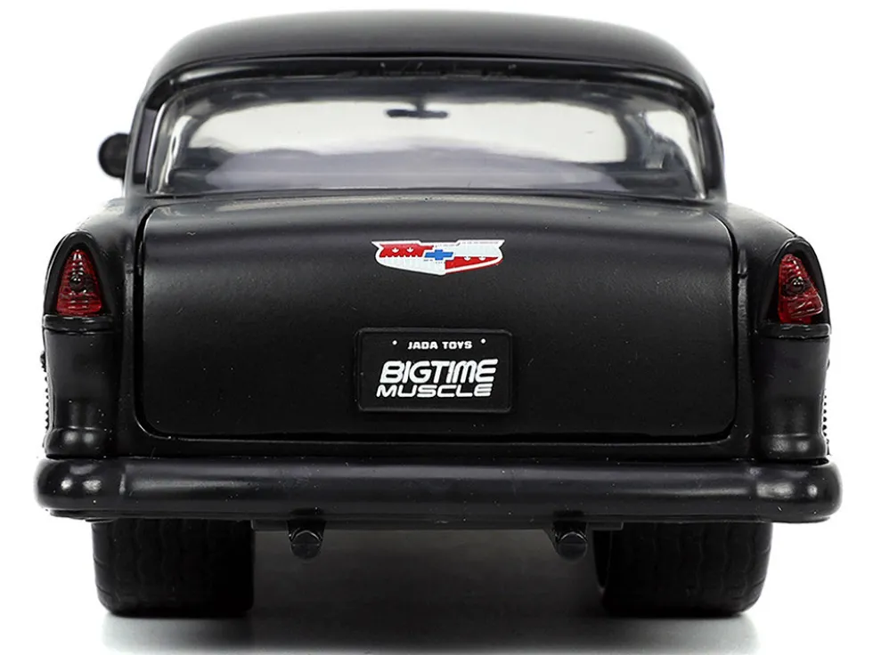 1955 Chevrolet Bel Air #24 Purple Metallic and Matt Black "Bigtime Muscle" Series 1/24 Diecast Model Car by Jada