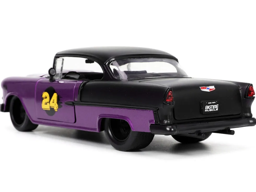 1955 Chevrolet Bel Air #24 Purple Metallic and Matt Black "Bigtime Muscle" Series 1/24 Diecast Model Car by Jada