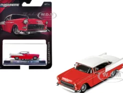1955 Chevrolet Bel Air Red and White "Collection" Series 1/64 Diecast Model Car by Majorette