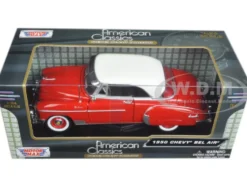 1950 Chevrolet Bel Air Red 1/24 Diecast Car Model by Motormax - www.diecastmodelswholesale.com