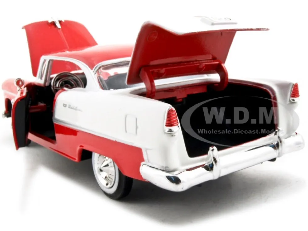 1955 Chevrolet Bel Air Red 1/24 Diecast Model Car Motormax 73229