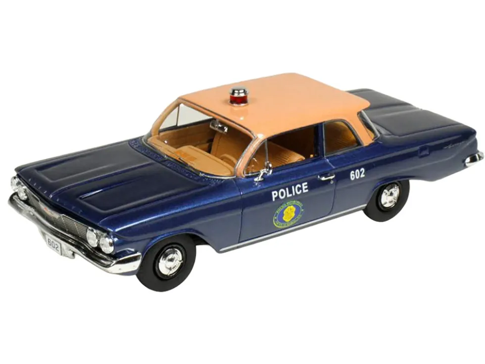 1961 Chevrolet Biscayne "Nassau County Police Department" Blue Metallic with Beige Top Limited Edition to 150 pieces Worldwide 1/43 Model Car by Goldvarg Collection